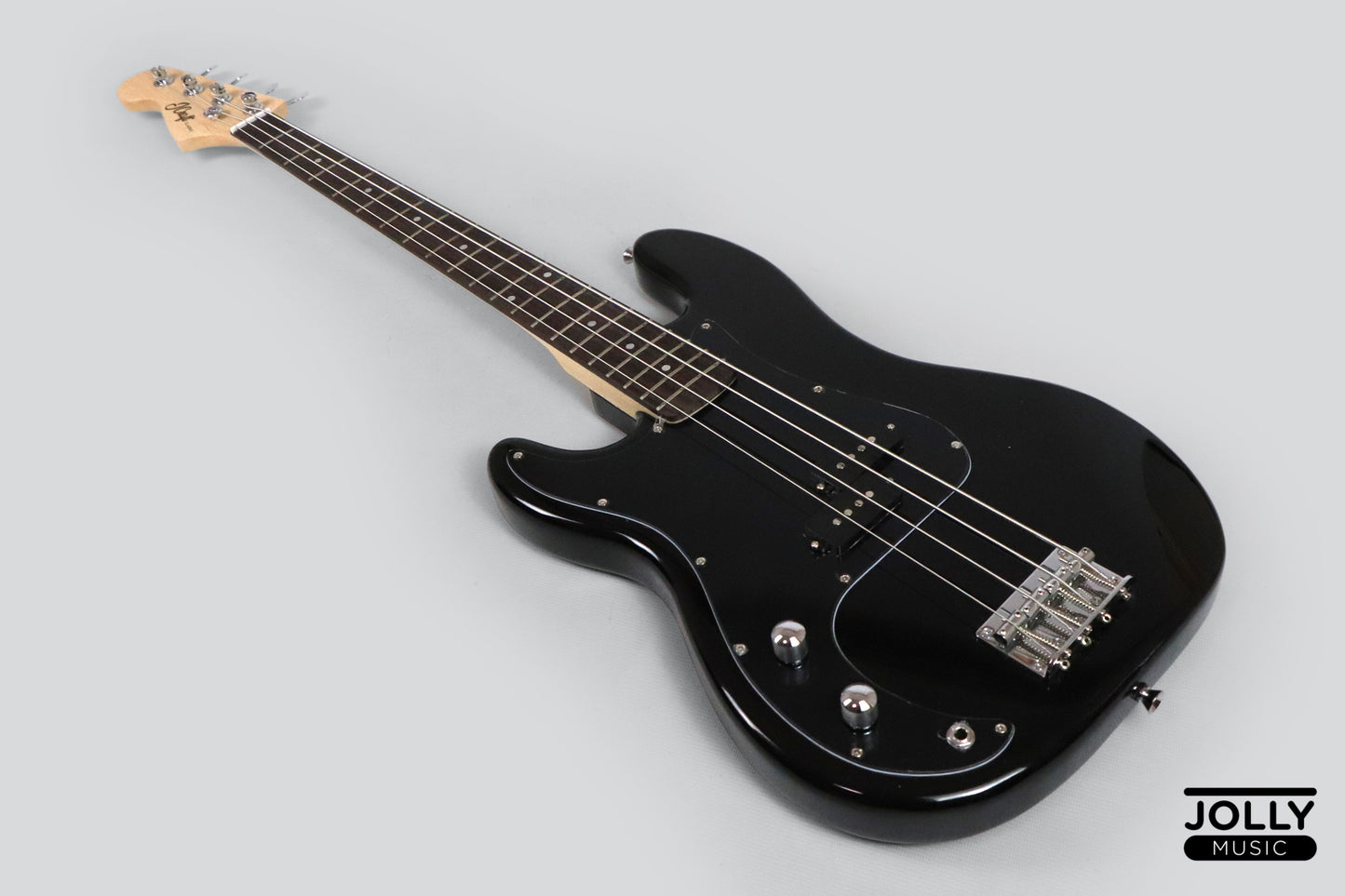 JCraft PB-1 Left Handed 4-String Electric Bass Guitar with Gigbag - Double Black