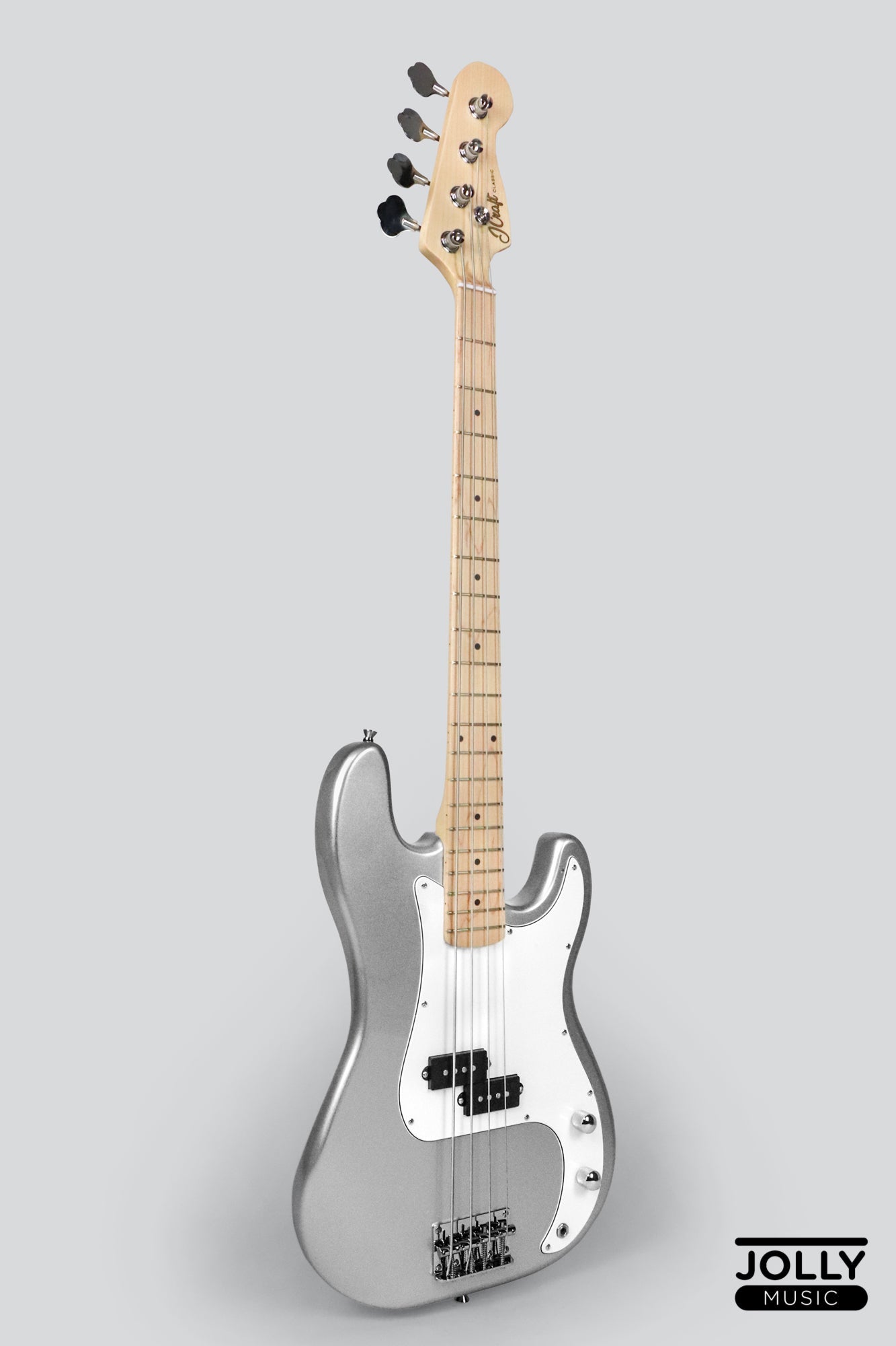 JCraft PB-1 4-String Electric Bass Guitar with Gigbag - Silver Sky