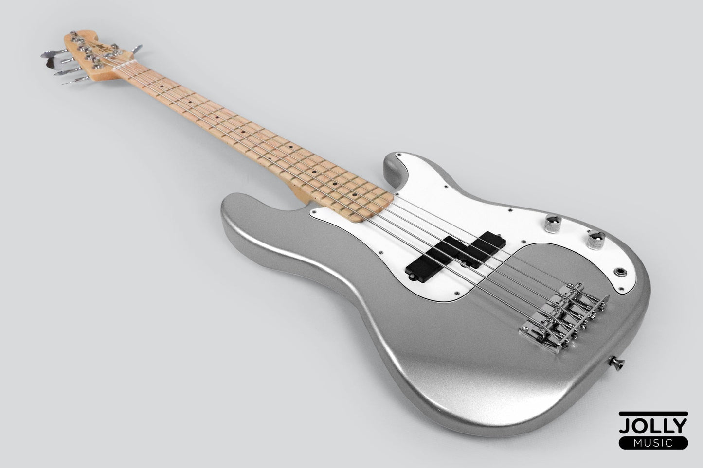 JCraft PB-1 5-String Electric Bass Guitar with Gigbag - Silver Sky