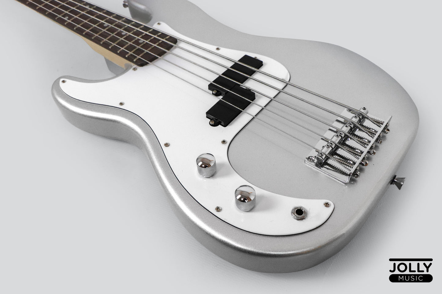 JCraft PB-1 Left Handed 5-String Electric Bass Guitar with Gigbag - Silver Sky