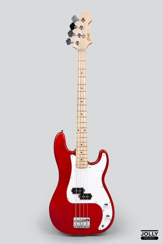 JCraft PB-1 4-String Electric Bass Guitar with Gigbag - Metallic Red