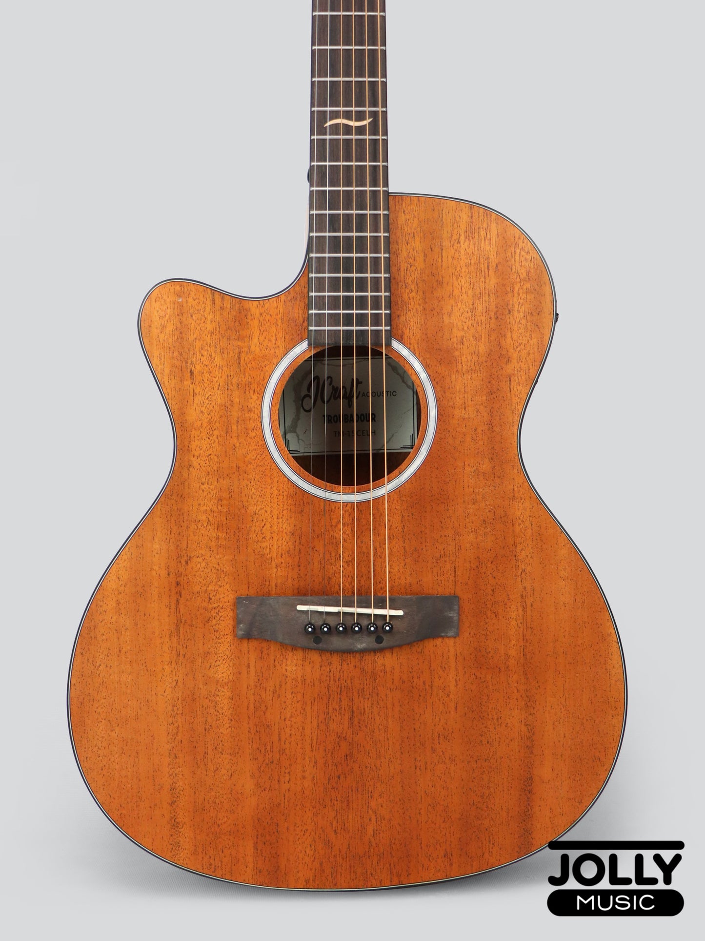 JCraft Troubadour TM-15CE LH LEFT HAND Orchestra All-Mahogany Acoustic-Electric Guitar with soft case