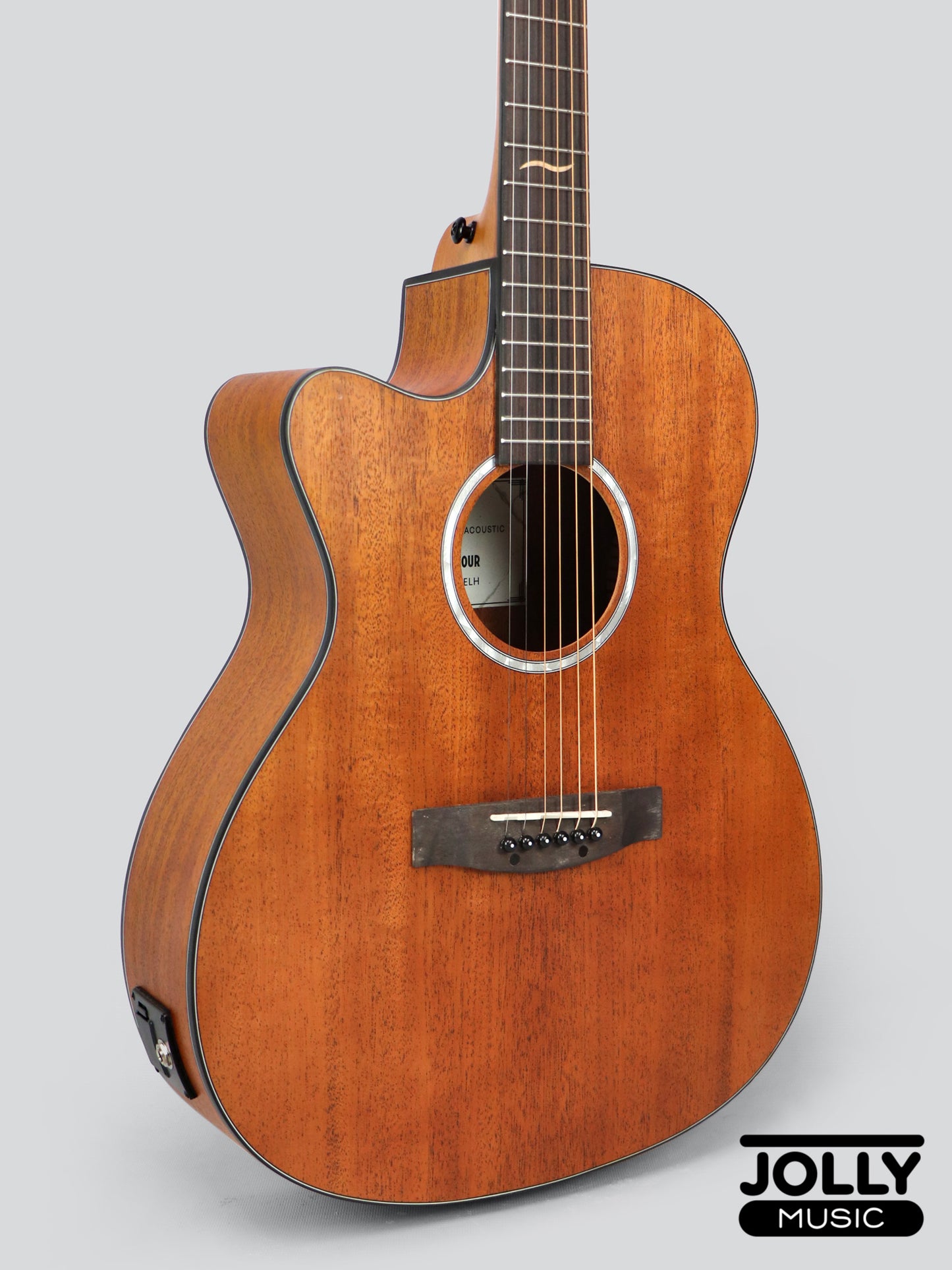 JCraft Troubadour TM-15CE LH LEFT HAND Orchestra All-Mahogany Acoustic-Electric Guitar with soft case