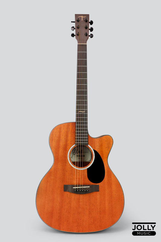 J-Craft Troubadour TM-15C All-Mahogany Orchestra Cutaway Acoustic Guitar with soft case