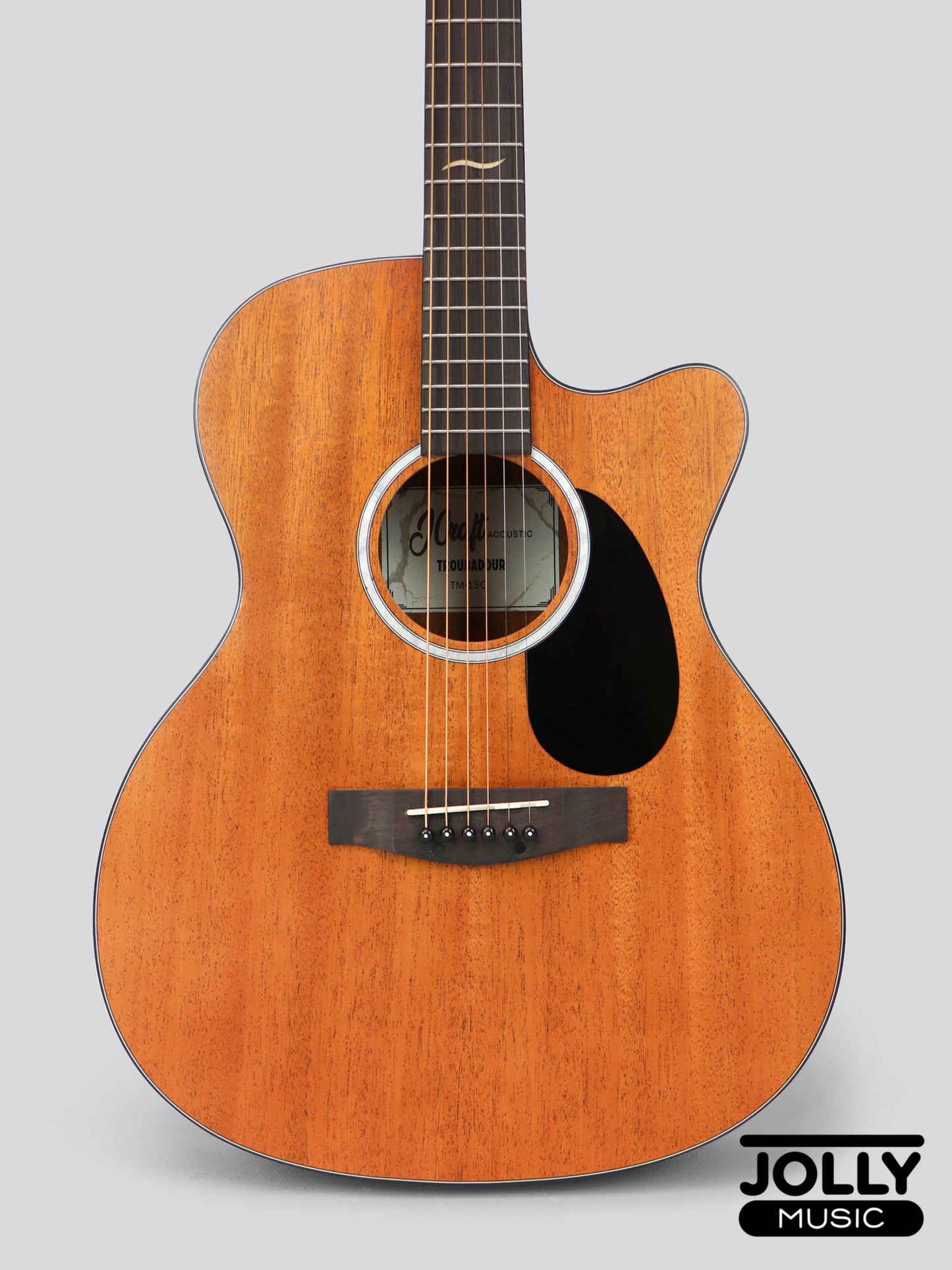 J-Craft Troubadour TM-15C All-Mahogany Orchestra Cutaway Acoustic Guitar with soft case