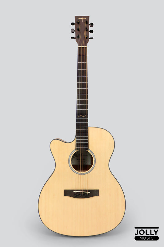 JCraft Troubadour TM-16C LEFT HAND Spruce Orchestra Cutaway Acoustic Guitar with soft case
