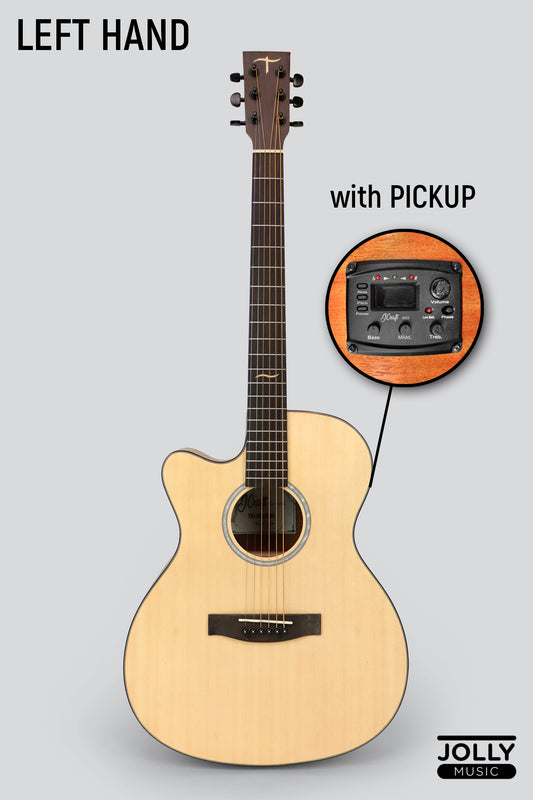 JCraft Troubadour TM-16CE LH Orchestra Spruce Acoustic-Electric Guitar with soft case LEFT HAND