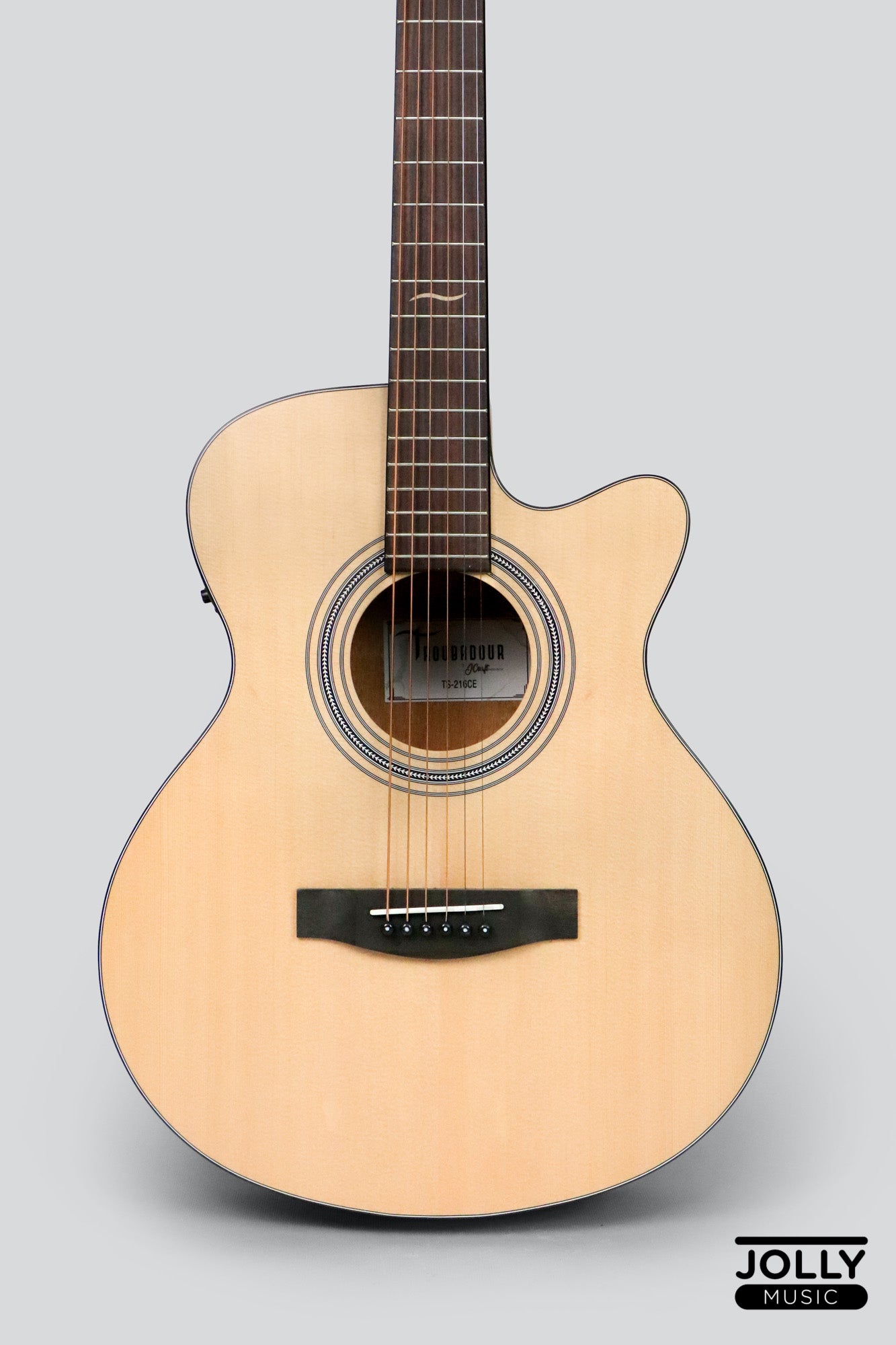 JCraft Troubadour TS-216CE Solid Top Cutaway Grand Symphony Acoustic Guitar with Pickups Gigbag