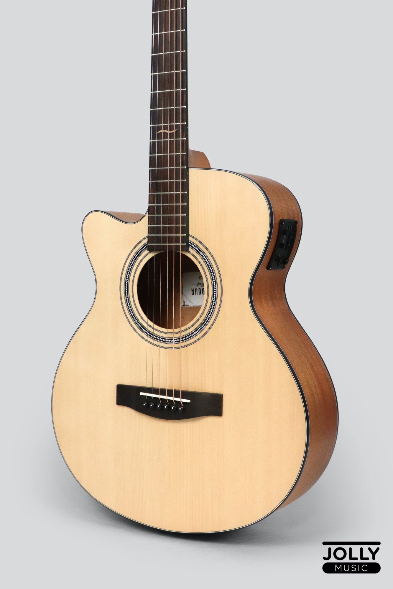 JCraft Troubadour TS-216CE Left Hand Solid Top Cutaway Acoustic Guitar with Pickups and Gigbag