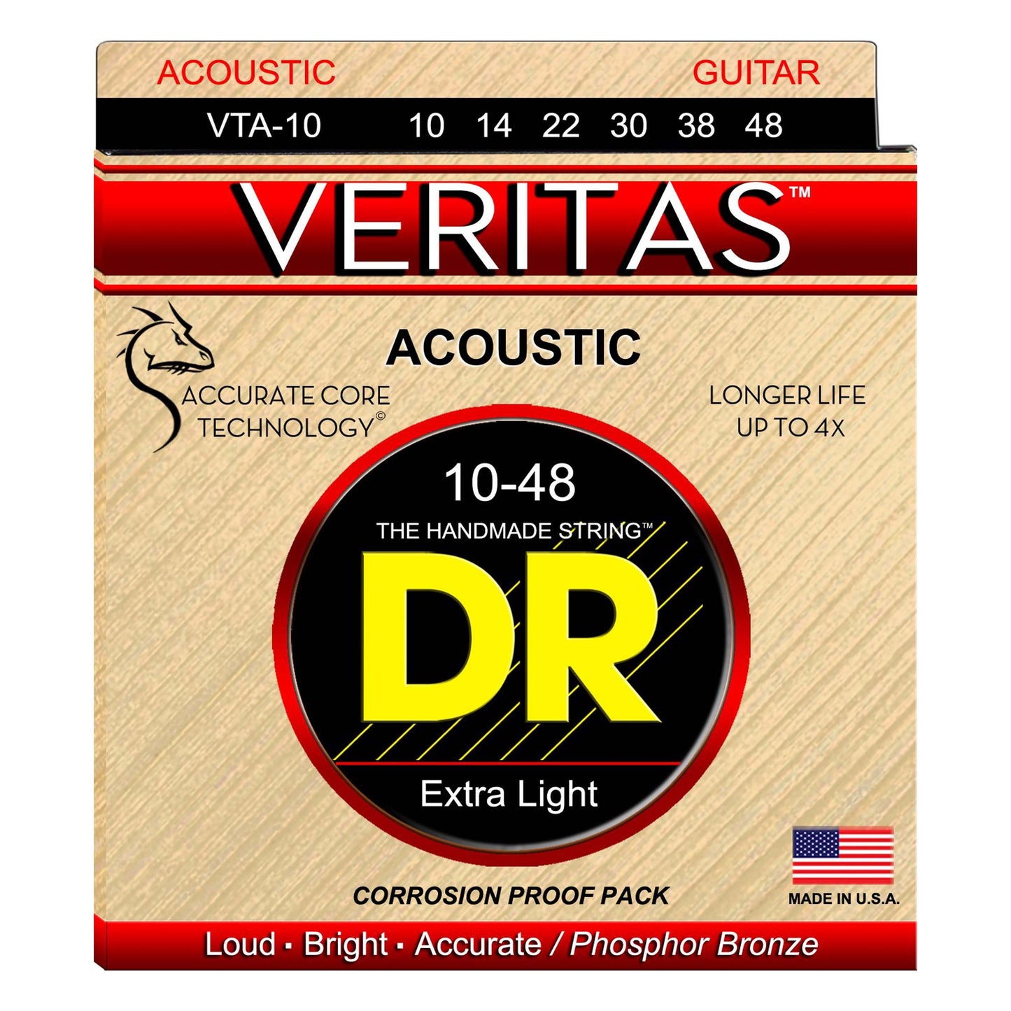 DR Veritas Long Life Phosphor Bronze Acoustic Guitar Strings - GuitarPusher