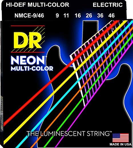 DR Neon Multi Color Coated Electric Guitar Strings Heavy Bottom - GuitarPusher