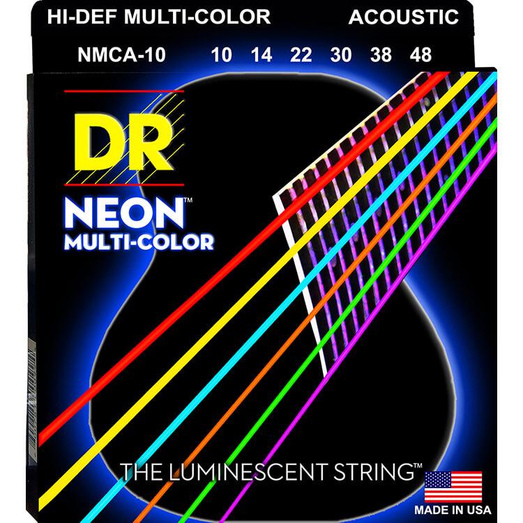 DR Neon Multi-Color Acoustic Guitar Strings - GuitarPusher