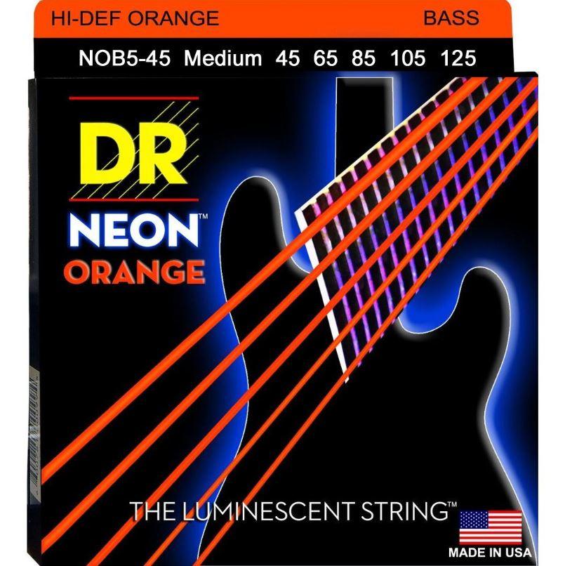 DR Hi-Def NEON Orange 5-String K3 Coated Bass Strings - GuitarPusher